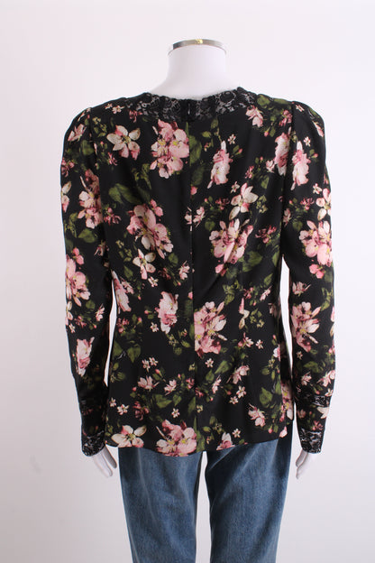 Erdem Floral Blouse Black/ Pink 16 | O/S, Black