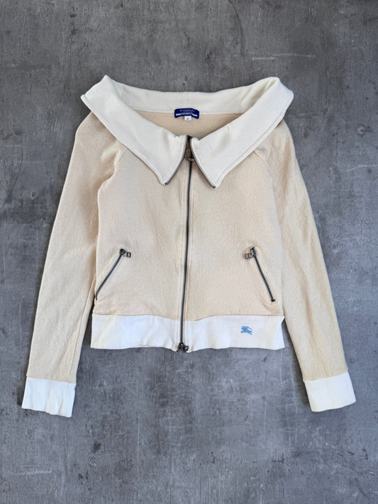 Burberry Blue Label Off- Shoulder Zip Up Sweater