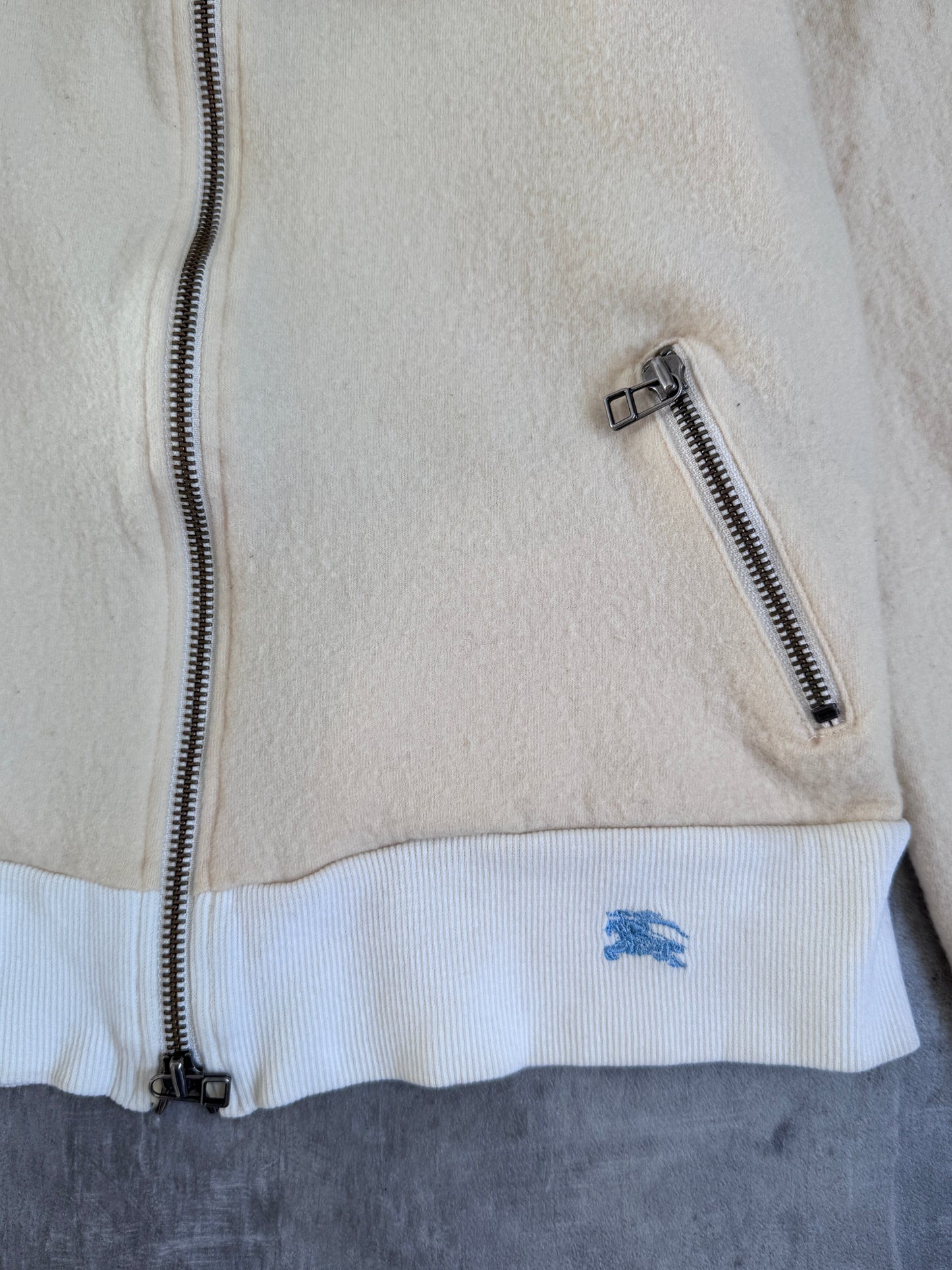 Burberry Blue Label Off- Shoulder Zip Up Sweater