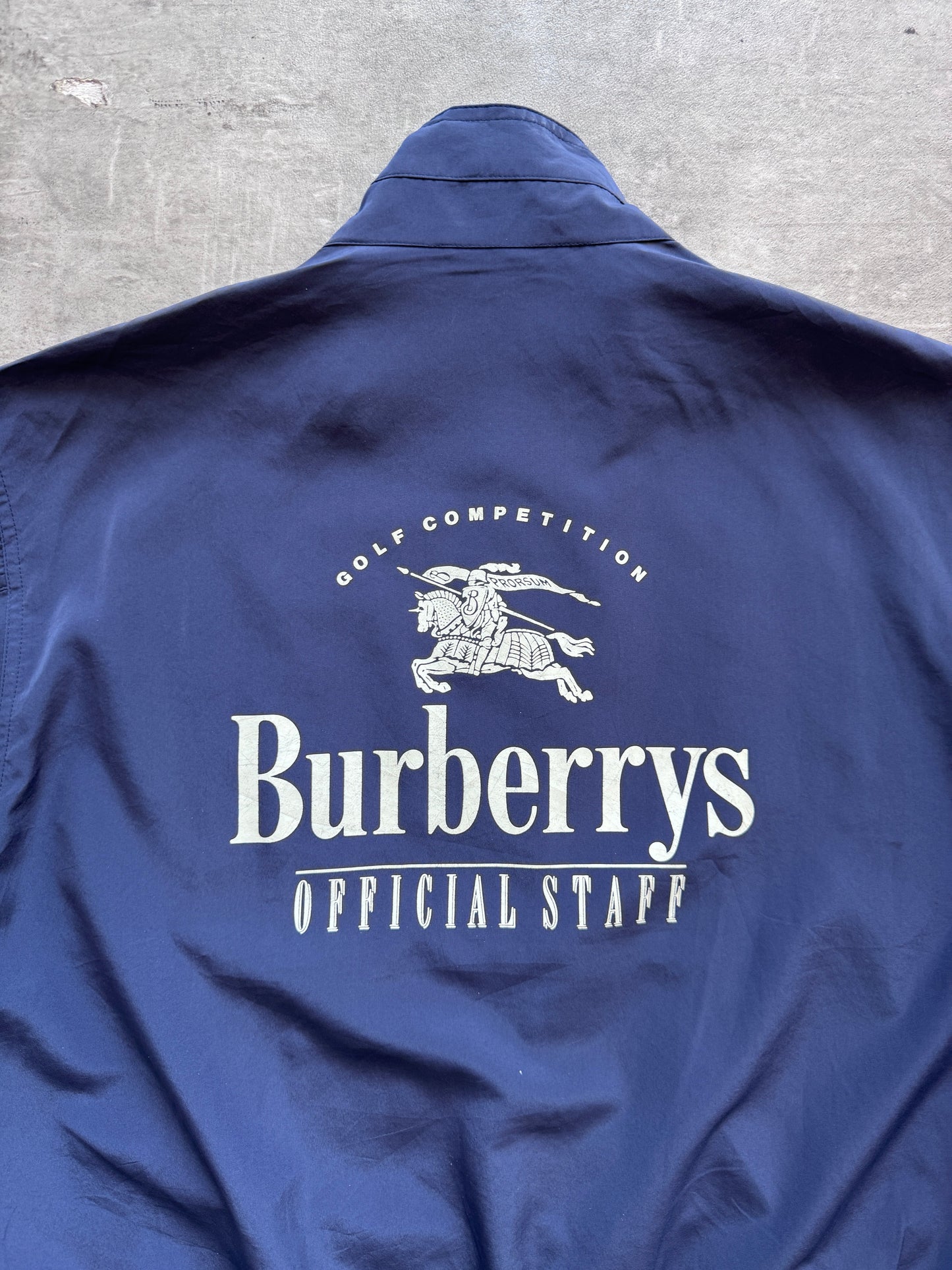 Ultra Rare 90s Burberry "Official Staff" Golf Lightweight Jacket | Extra Large, Navy