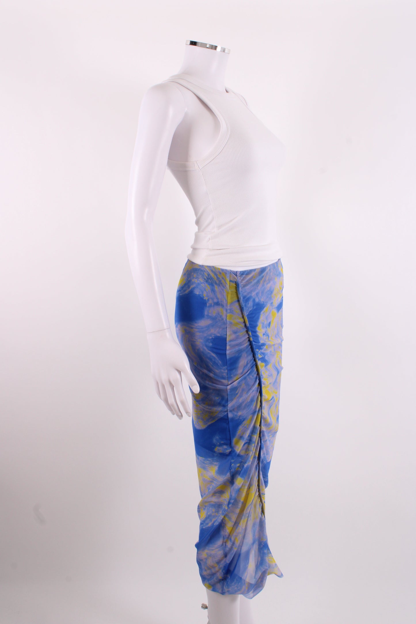 All Saints Tie Dye Mesh Skirt Blue/ Yellow 6 | O/S, Blue