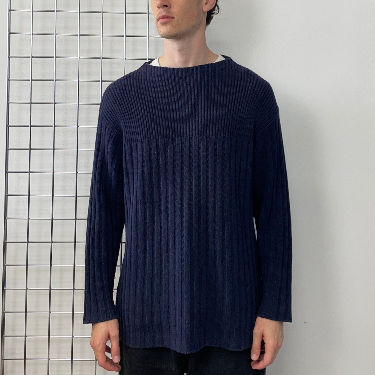 C.P. Company Navy SS95 Silk-Blend Fishermans Knit Jumper | X-Large, Navy