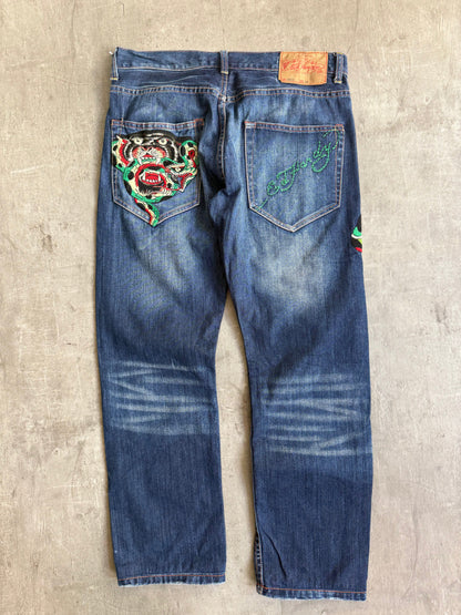 00s Ed Hardy Snake & Panther Embroidered Jeans