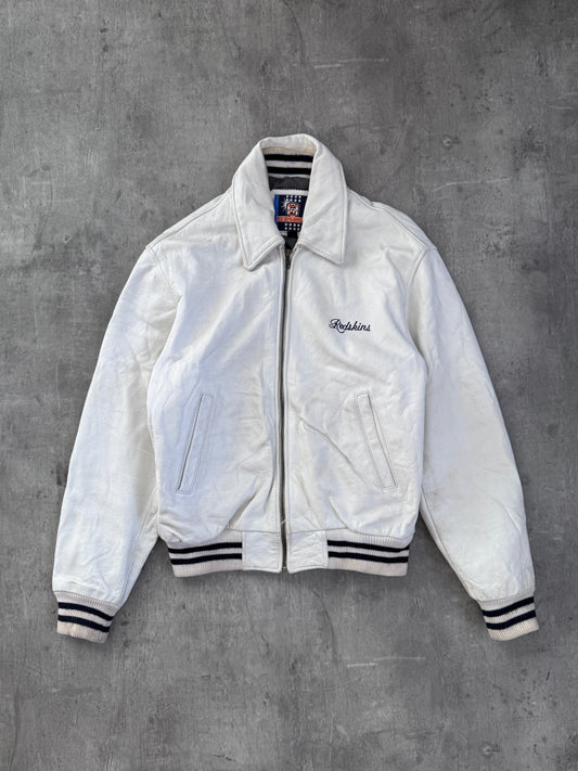 Redskins White Leather Varsity Jacket