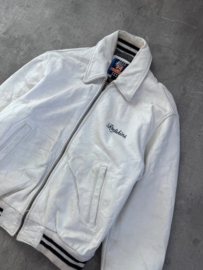 Redskins White Leather Varsity Jacket