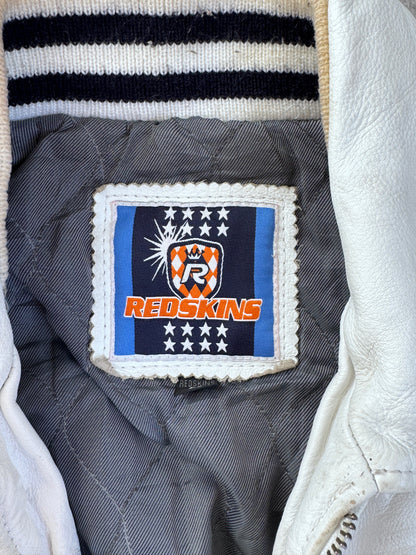 Redskins White Leather Varsity Jacket