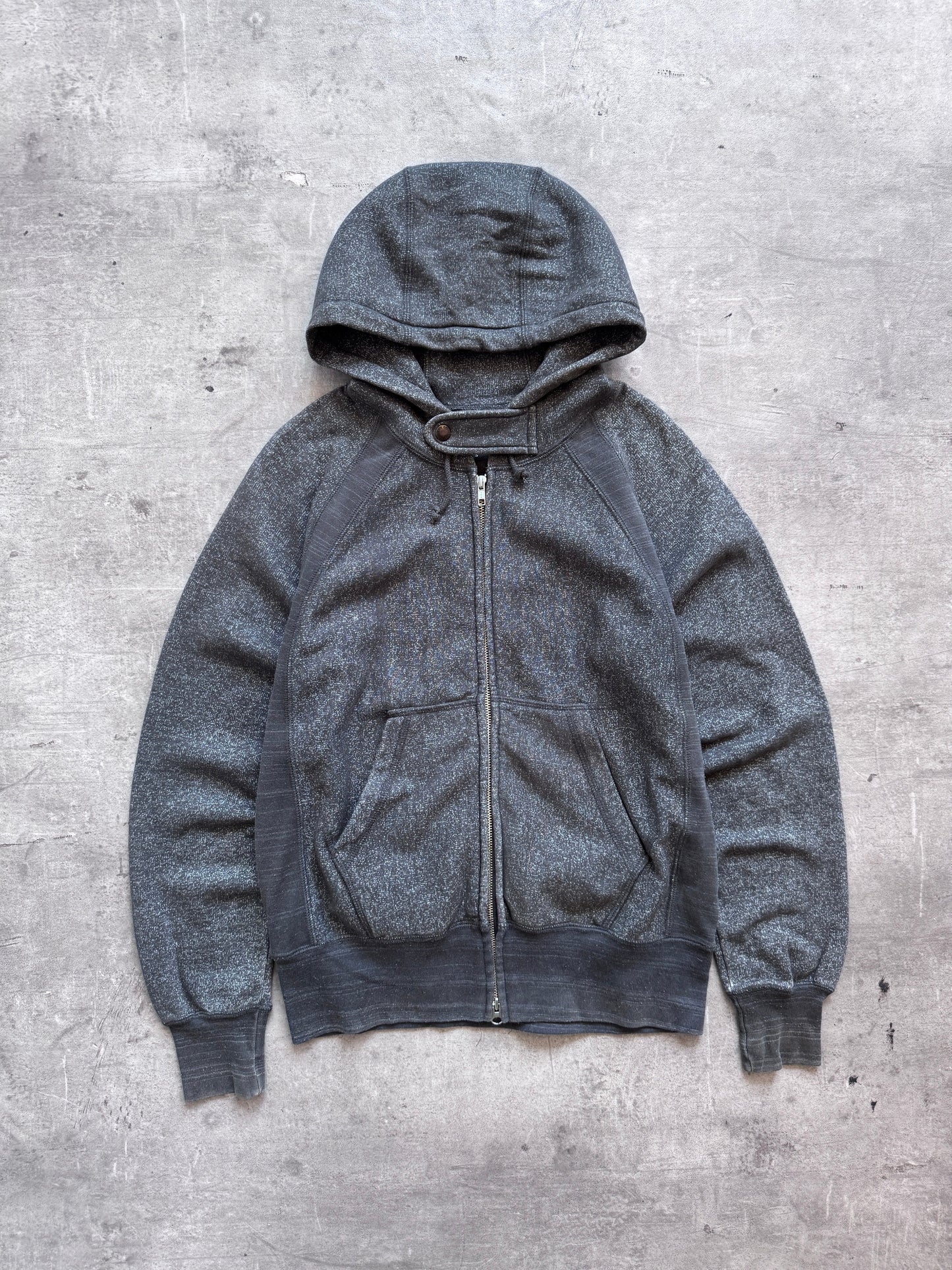 Engineered Garments Mixed Grain Dark Grey Articulated Hoodie | Small, Grey
