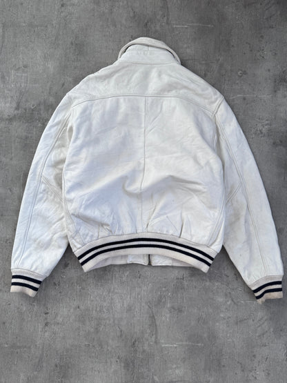 Redskins White Leather Varsity Jacket