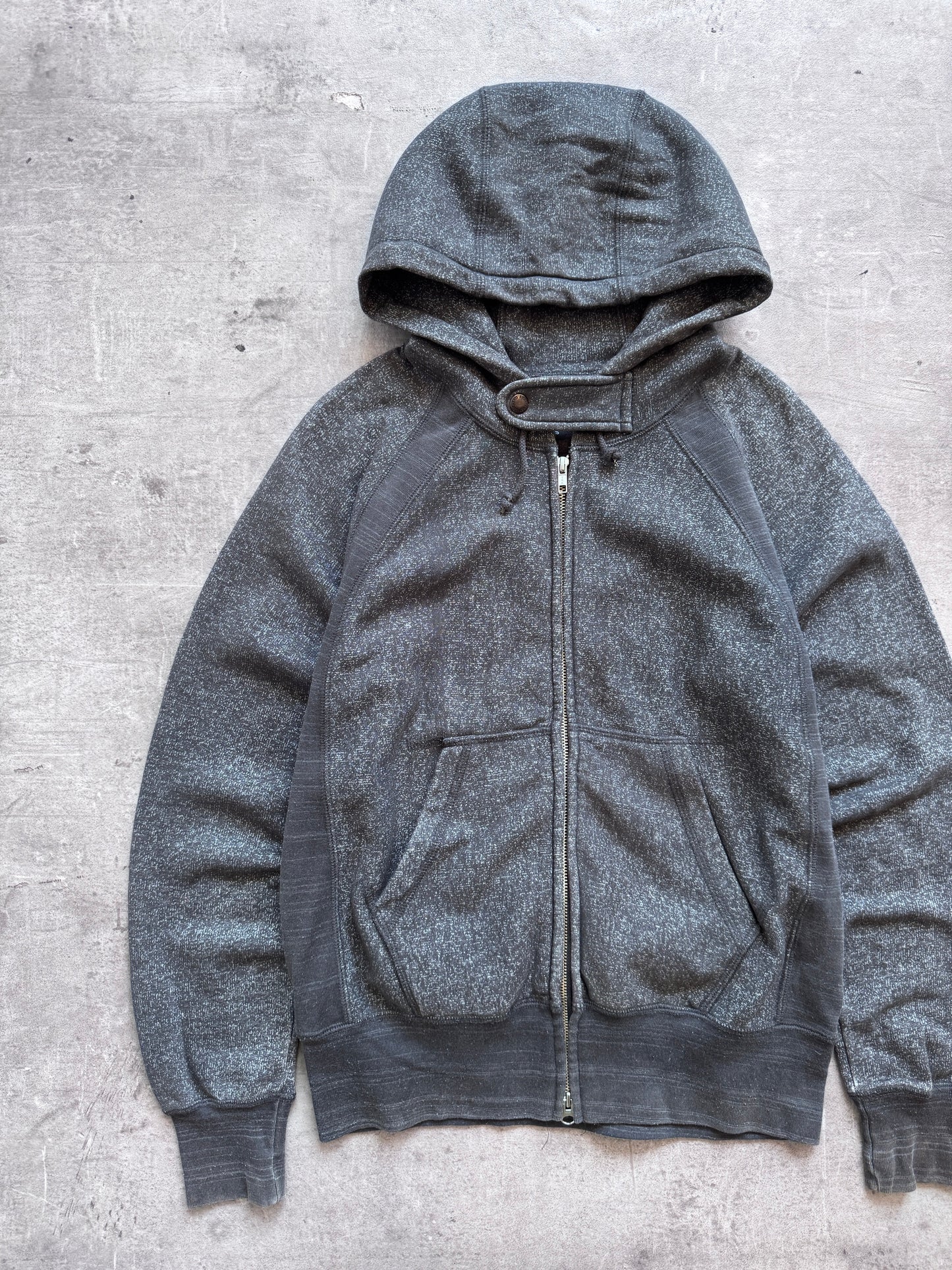 Engineered Garments Mixed Grain Dark Grey Articulated Hoodie | Small, Grey