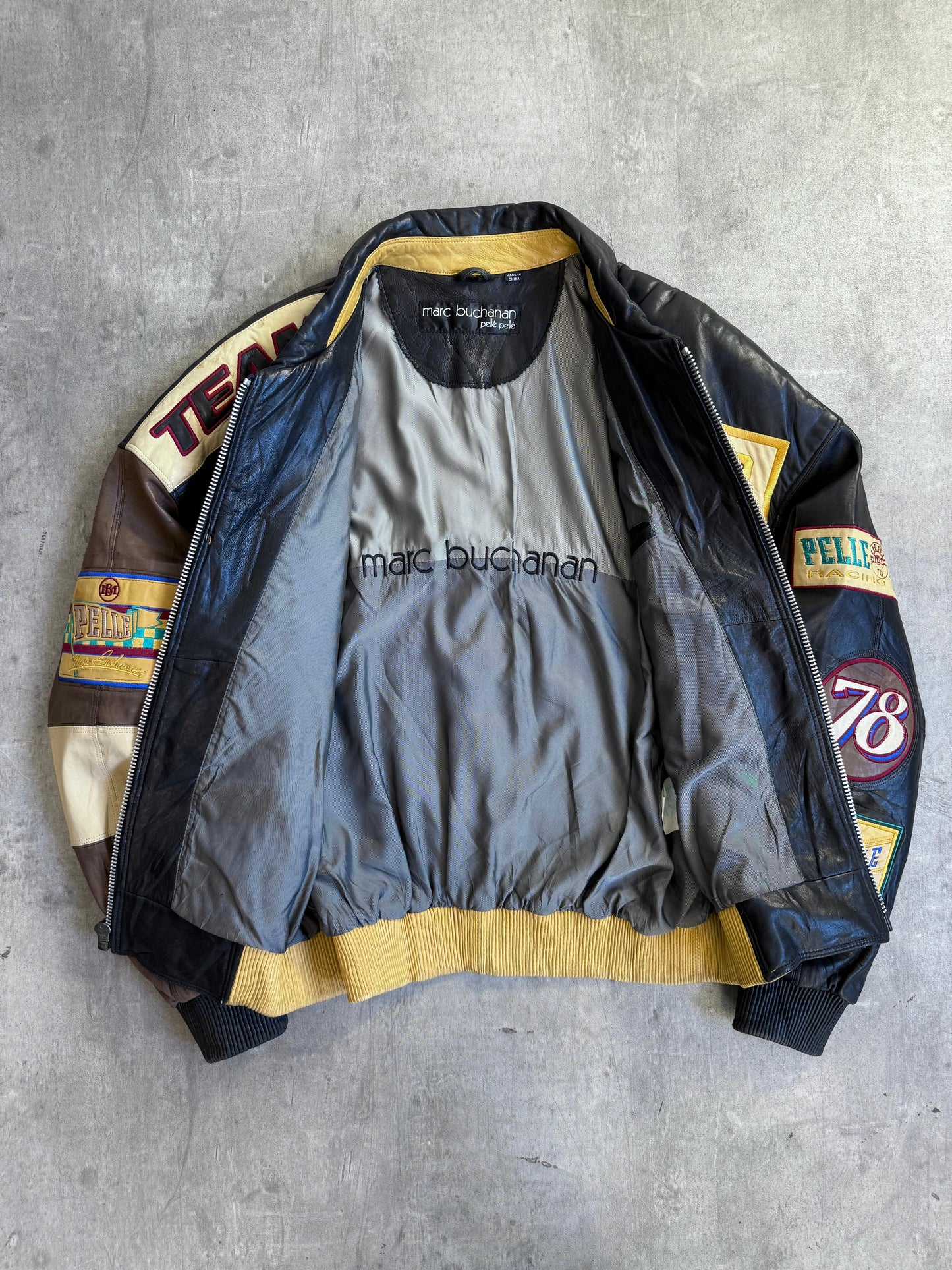 1980s Marc Buchanan Pelle Pelle Patch Embellished Leather Bomber | Extra Large, TBD
