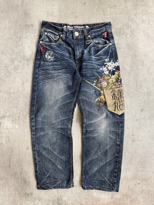 Big Train Indigo Embroidered Utility Jeans