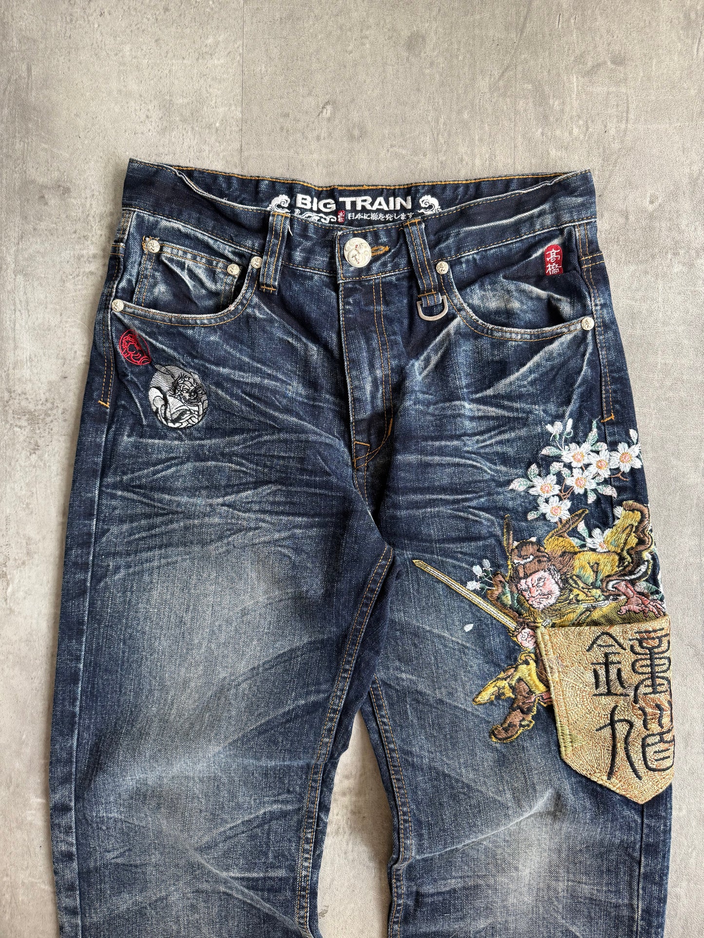 Big Train Indigo Embroidered Utility Jeans
