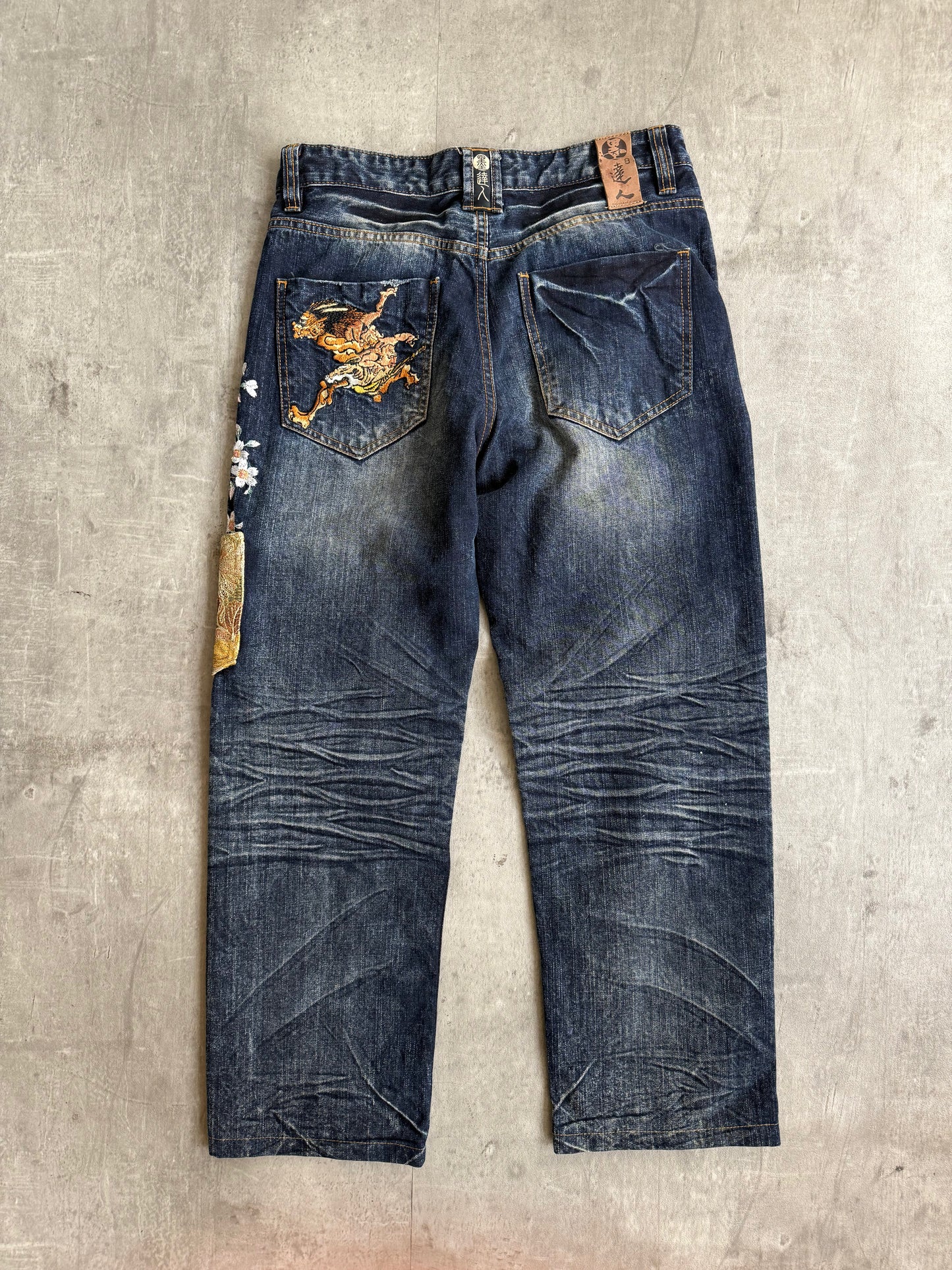 Big Train Indigo Embroidered Utility Jeans