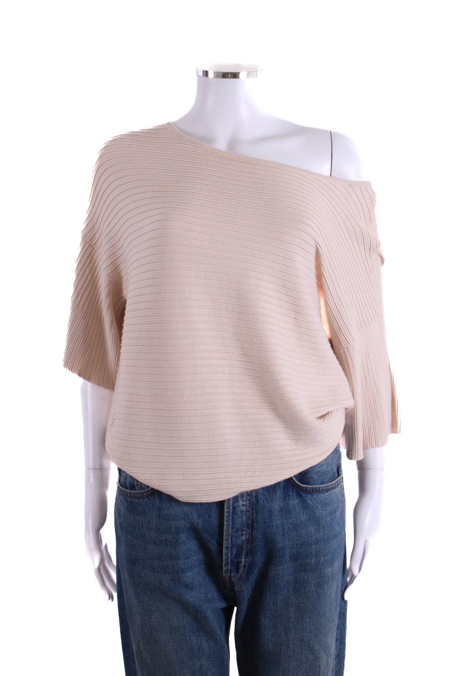 Weekend MaxMara Rib Knit T-shirt Beige M | Medium, Beige