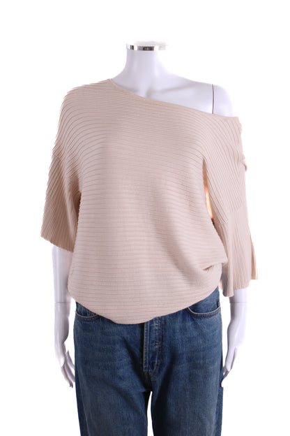 Weekend MaxMara Rib Knit T-shirt Beige M | Medium, Beige