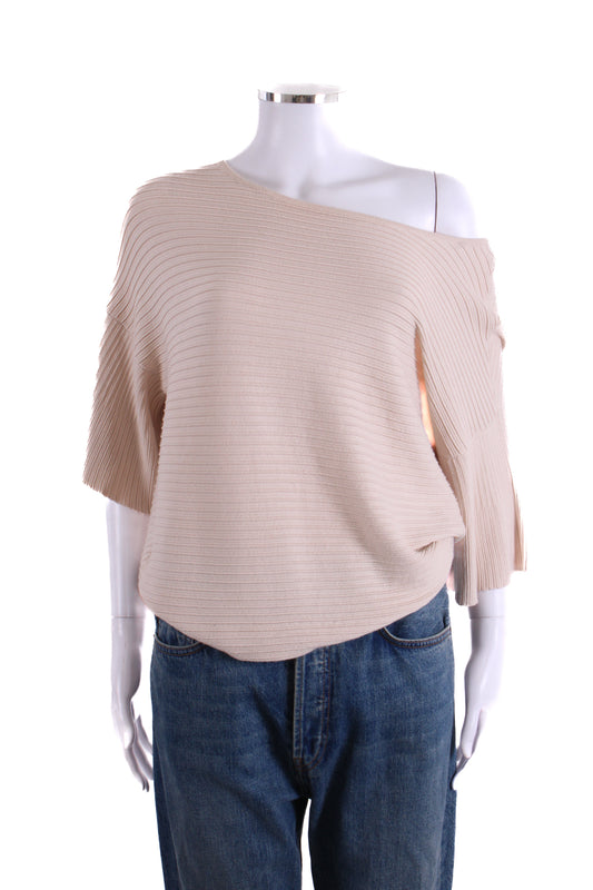 Weekend MaxMara Rib Knit T-shirt Beige M | Medium, Beige