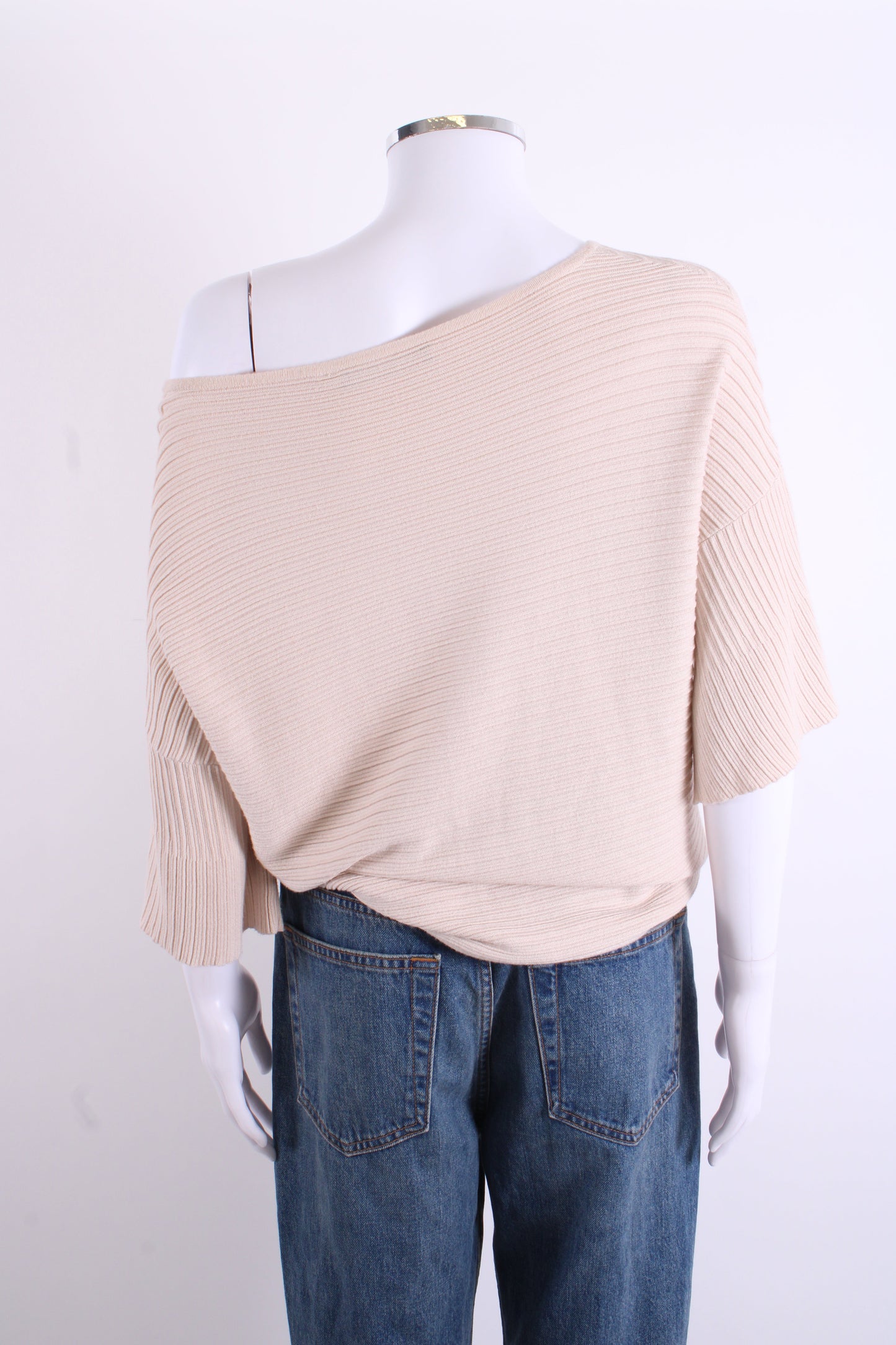 Weekend MaxMara Rib Knit T-shirt Beige M | Medium, Beige