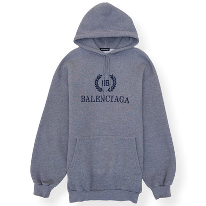 BALENCIAGA BB CREST LOGO HOODIE GREY L | Large, Grey