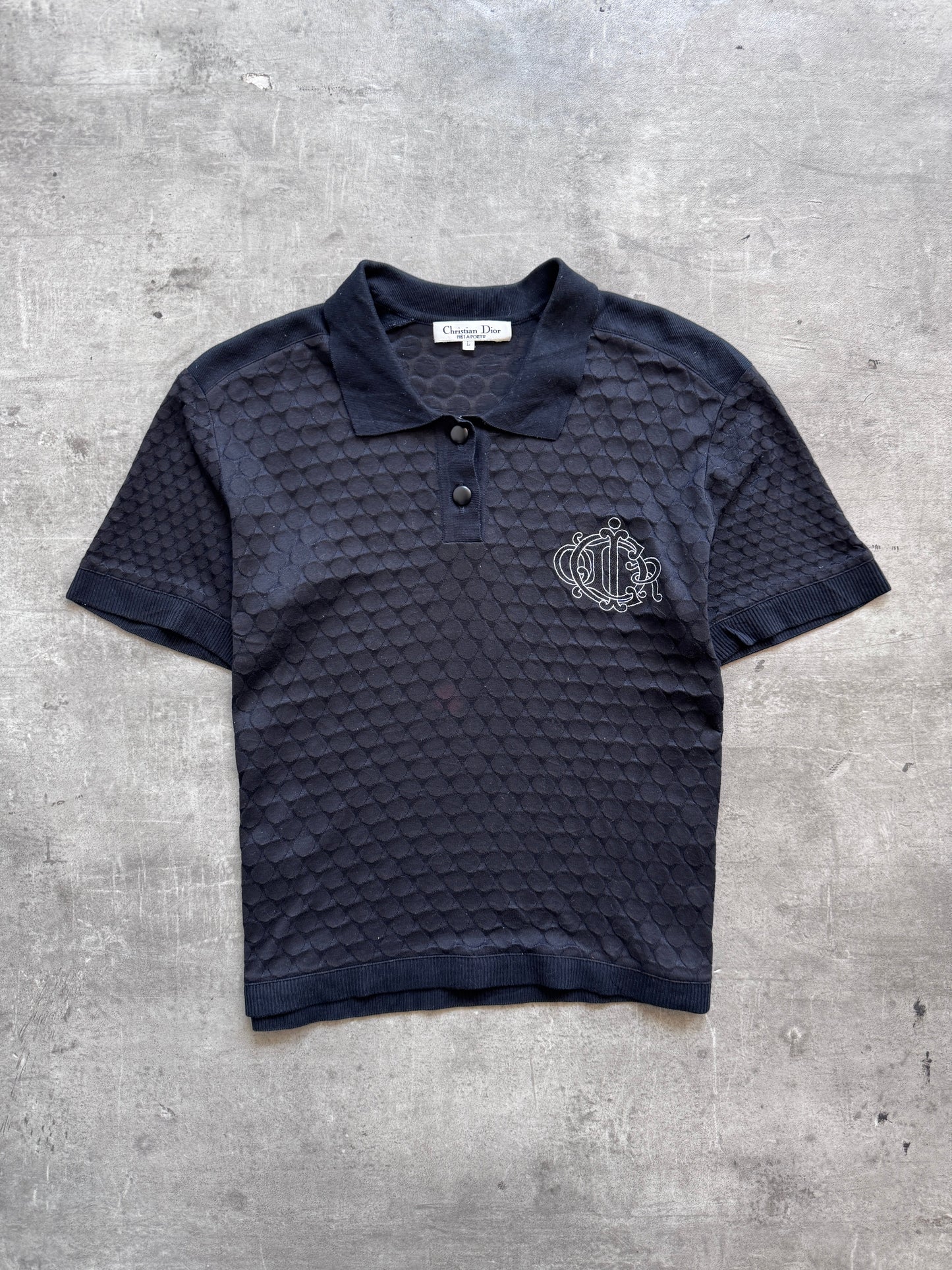Christian Dior for Pret a Porter Semi Sheer Black Polo | Medium, Black