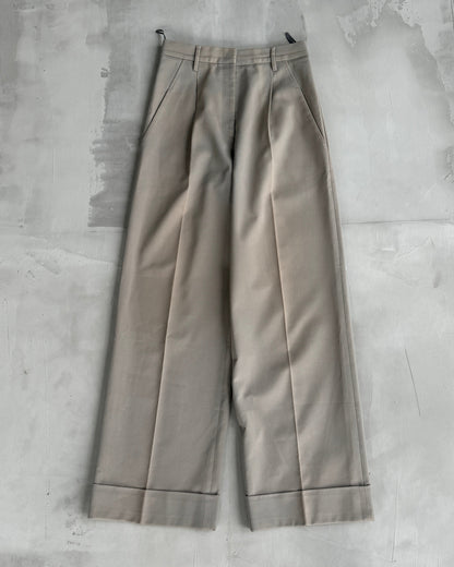 PRADA HIGH WAISTED WIDE LEG TROUSERS - S/M