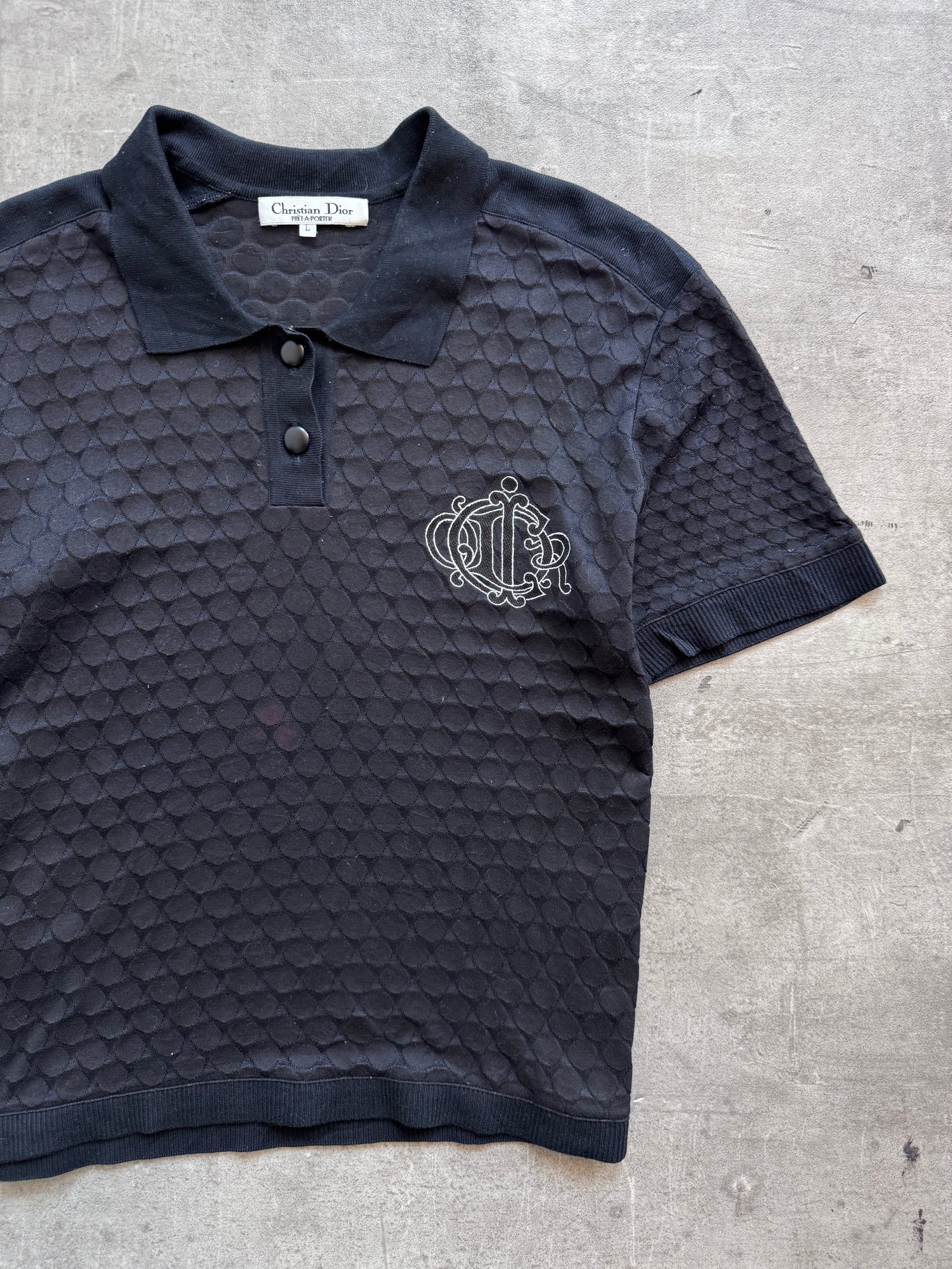 Christian Dior for Pret a Porter Semi Sheer Black Polo | Medium, Black
