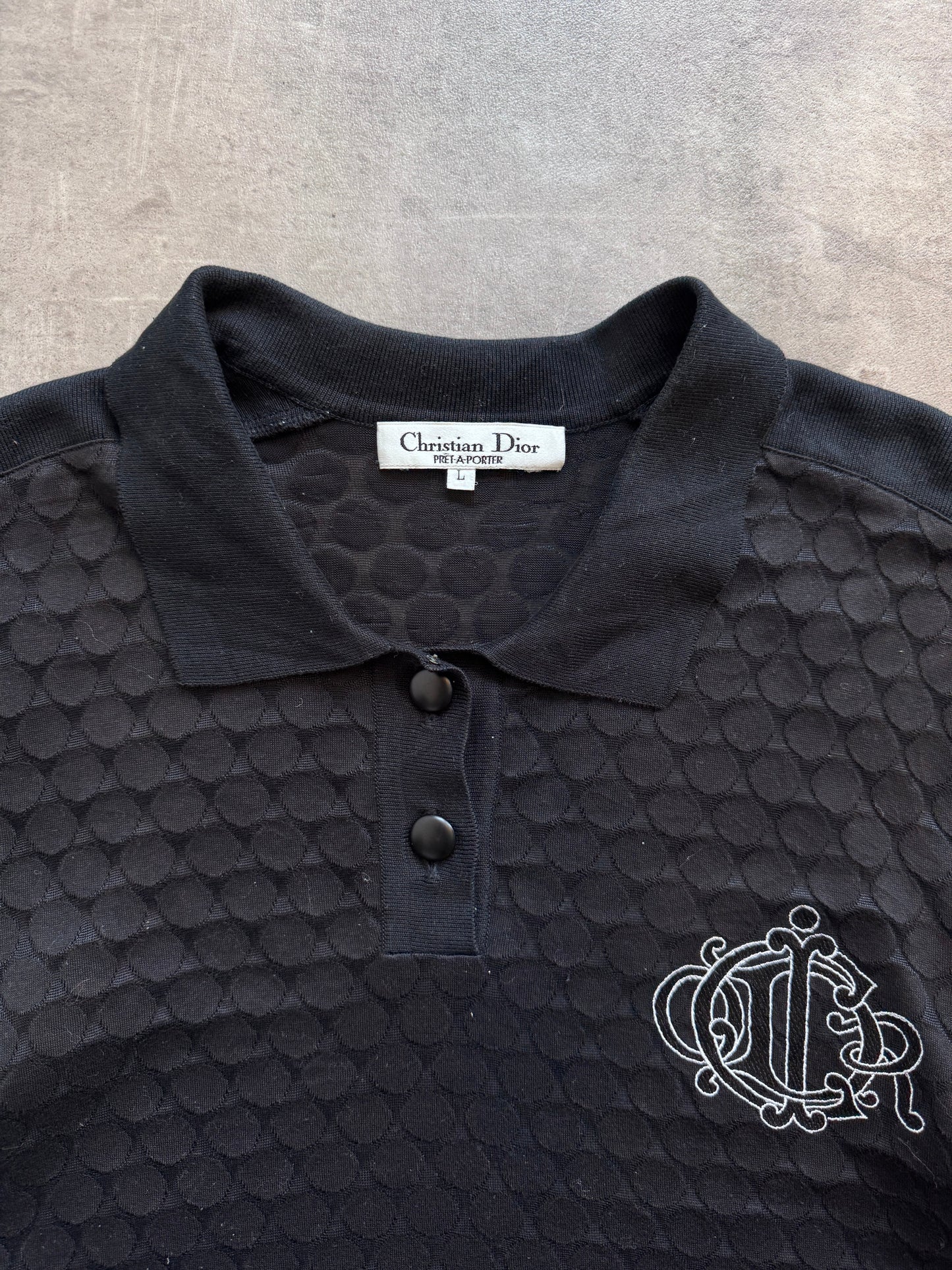 Christian Dior for Pret a Porter Semi Sheer Black Polo | Medium, Black
