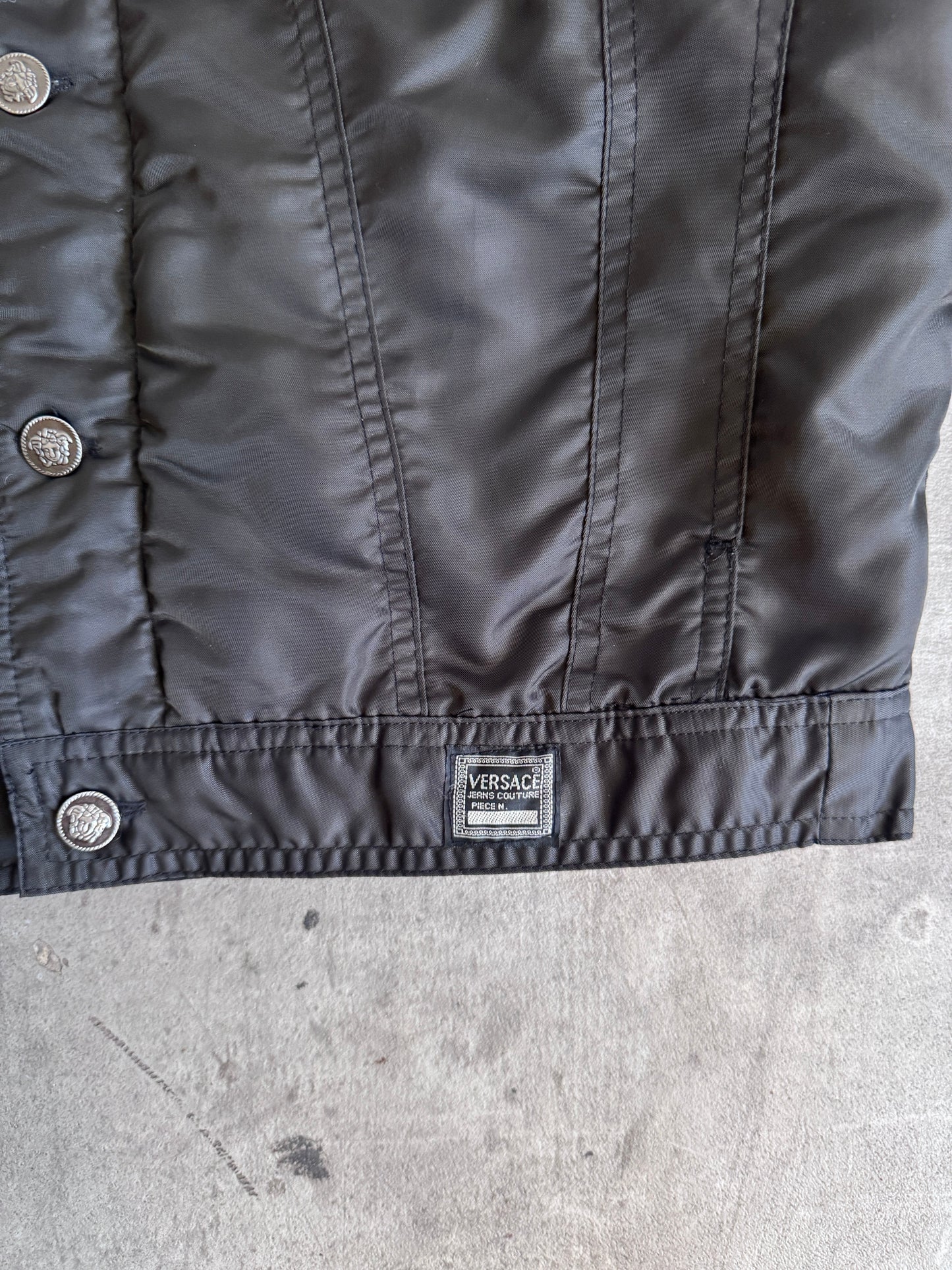 1990s Versace Black Quilt Lined Bomber