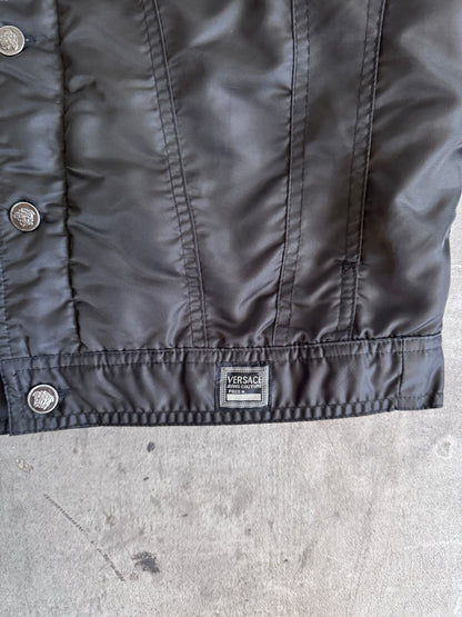 1990s Versace Black Quilt Lined Bomber