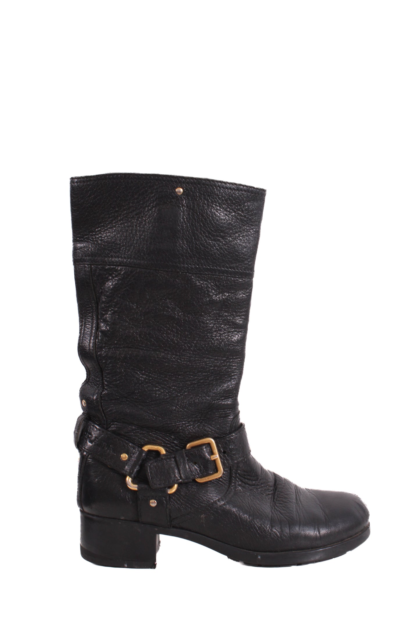 Prada Buckle Moto Boots Black 36 | O/S, Black