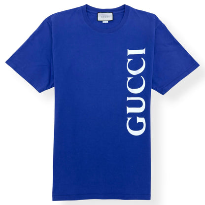 GUCCI SPELLOUT LOGO T-SHIRT BLUE XL | XL, Blue