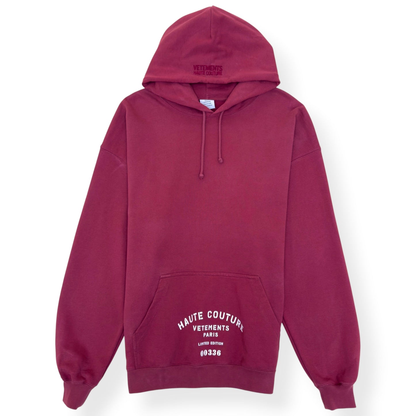 VETEMENTS OVERSIZED LOGO PRINT HOODIE BURGUNDY M | Medium, Burgundy