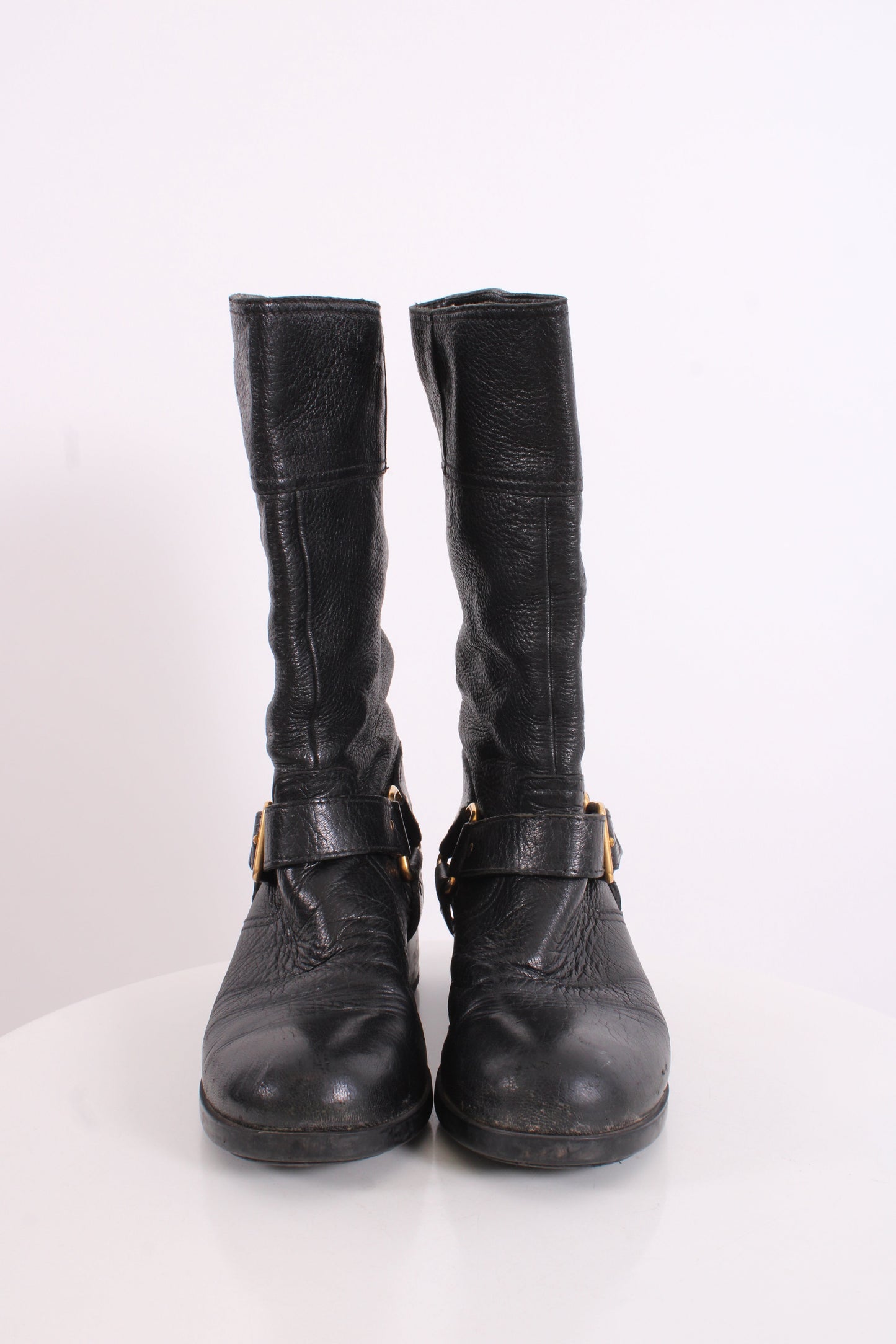 Prada Buckle Moto Boots Black 36 | O/S, Black