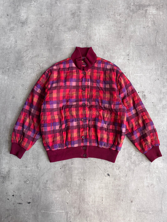 1990s Christian Dior Red Gingham Check Bomber