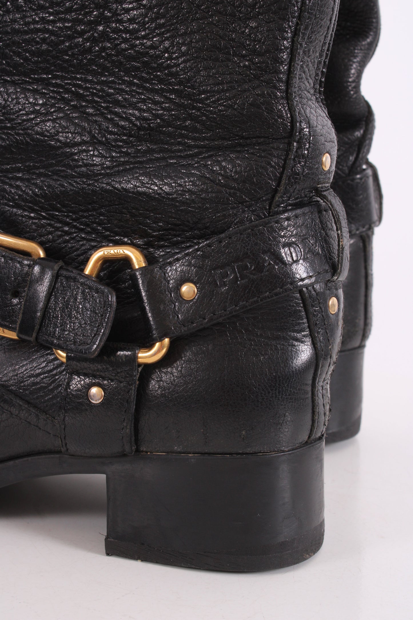 Prada Buckle Moto Boots Black 36 | O/S, Black