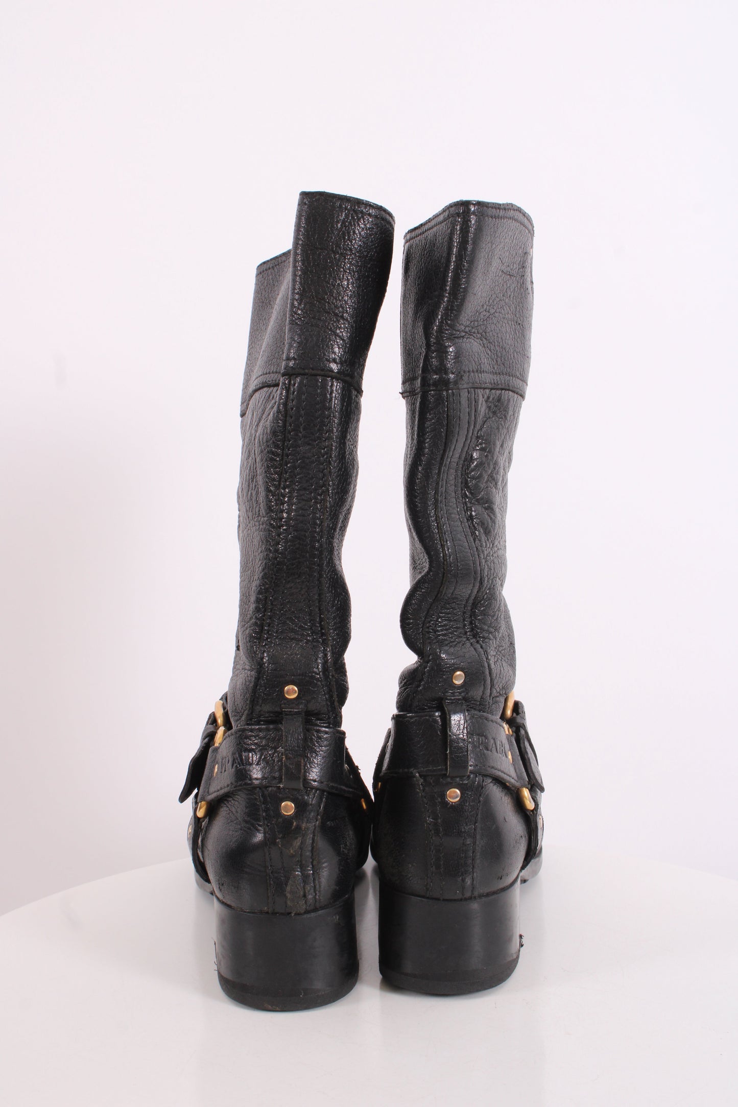 Prada Buckle Moto Boots Black 36 | O/S, Black