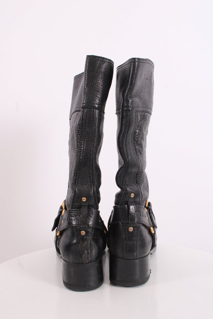Prada Buckle Moto Boots Black 36 | O/S, Black