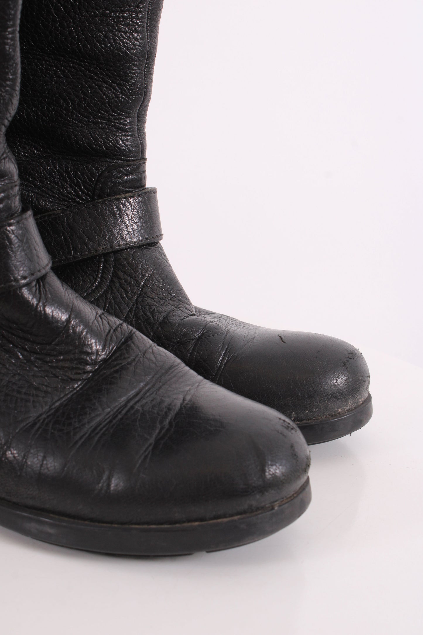 Prada Buckle Moto Boots Black 36 | O/S, Black