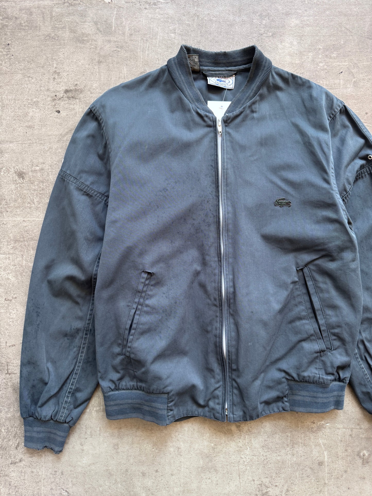 1980s Lacoste Izod Washed Cotton Bomber Jacket | Medium, Navy