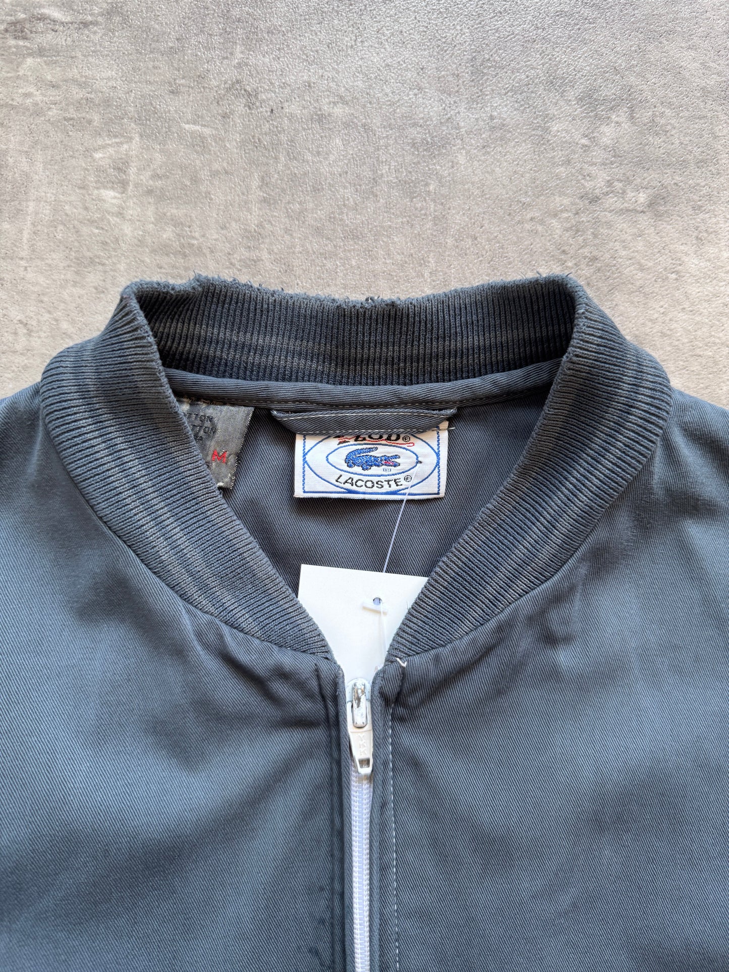 1980s Lacoste Izod Washed Cotton Bomber Jacket | Medium, Navy