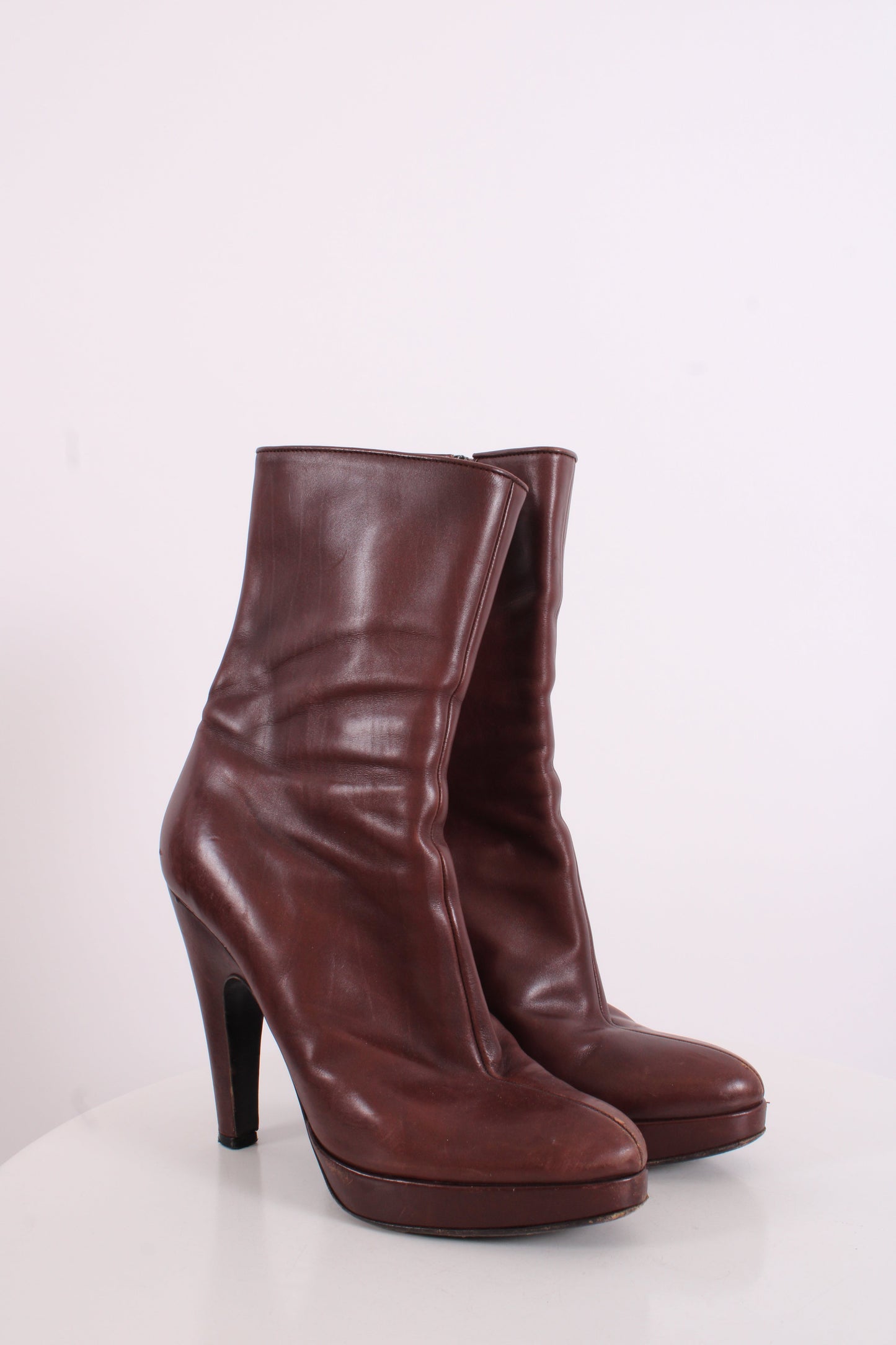 Prada Pointed Toe Ankle Boot Chestnut Brown 38 | O/S, Brown