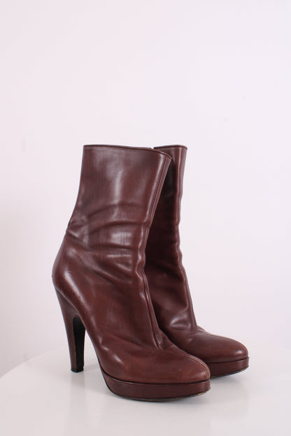 Prada Pointed Toe Ankle Boot Chestnut Brown 38 | O/S, Brown