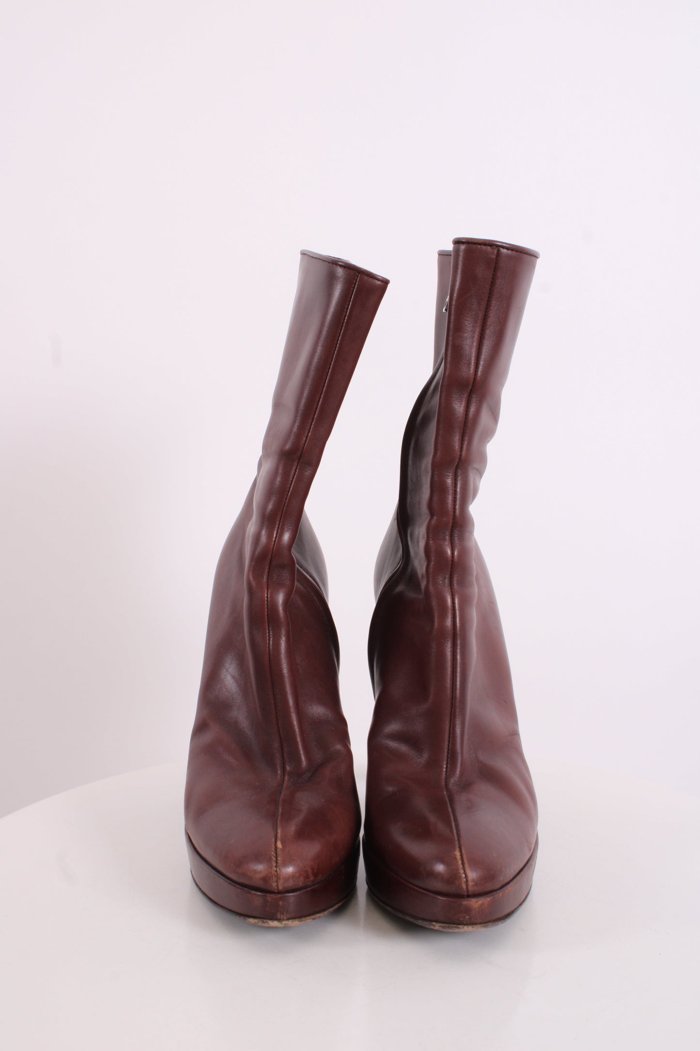 Prada Pointed Toe Ankle Boot Chestnut Brown 38 | O/S, Brown
