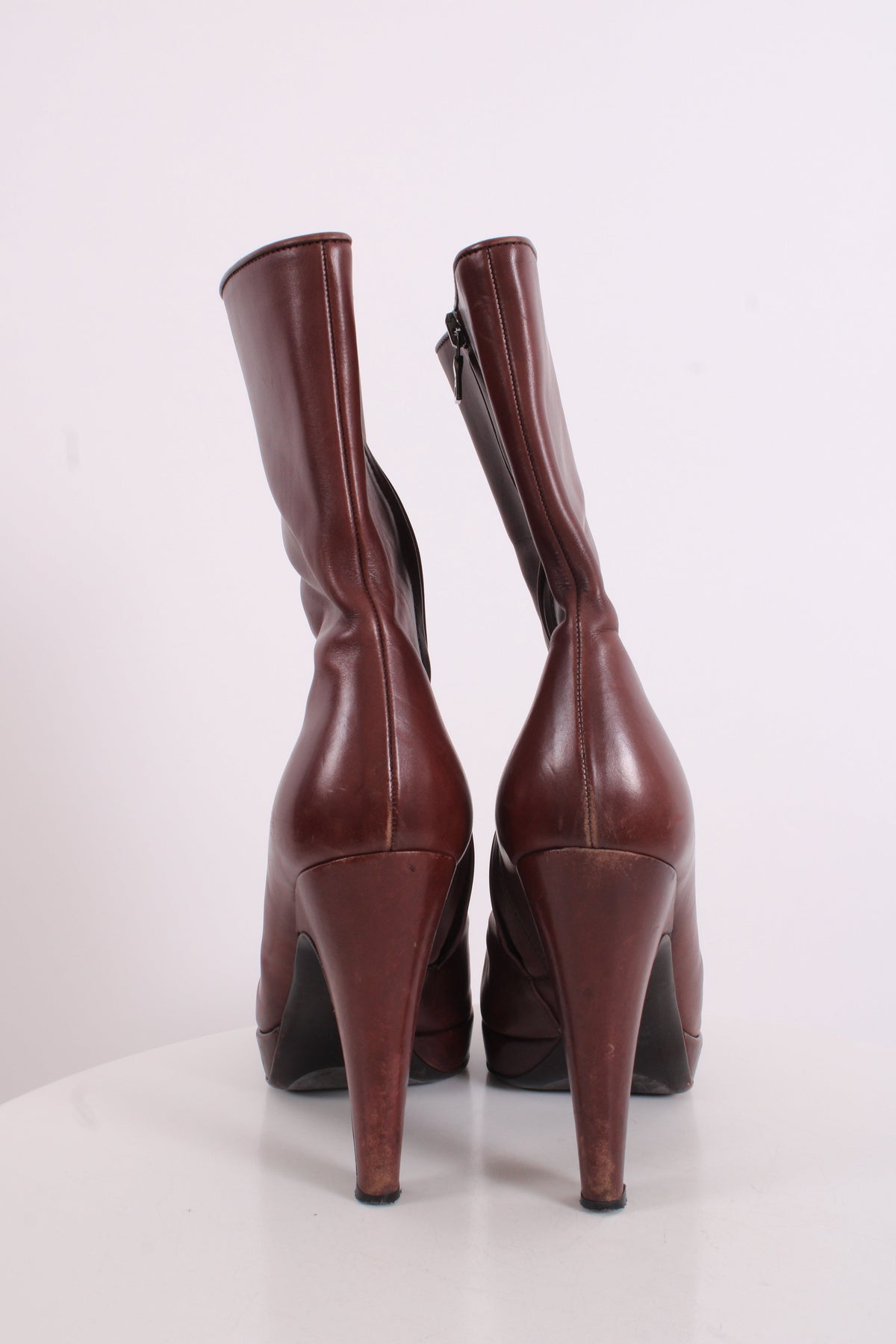 Prada Pointed Toe Ankle Boot Chestnut Brown 38 | O/S, Brown