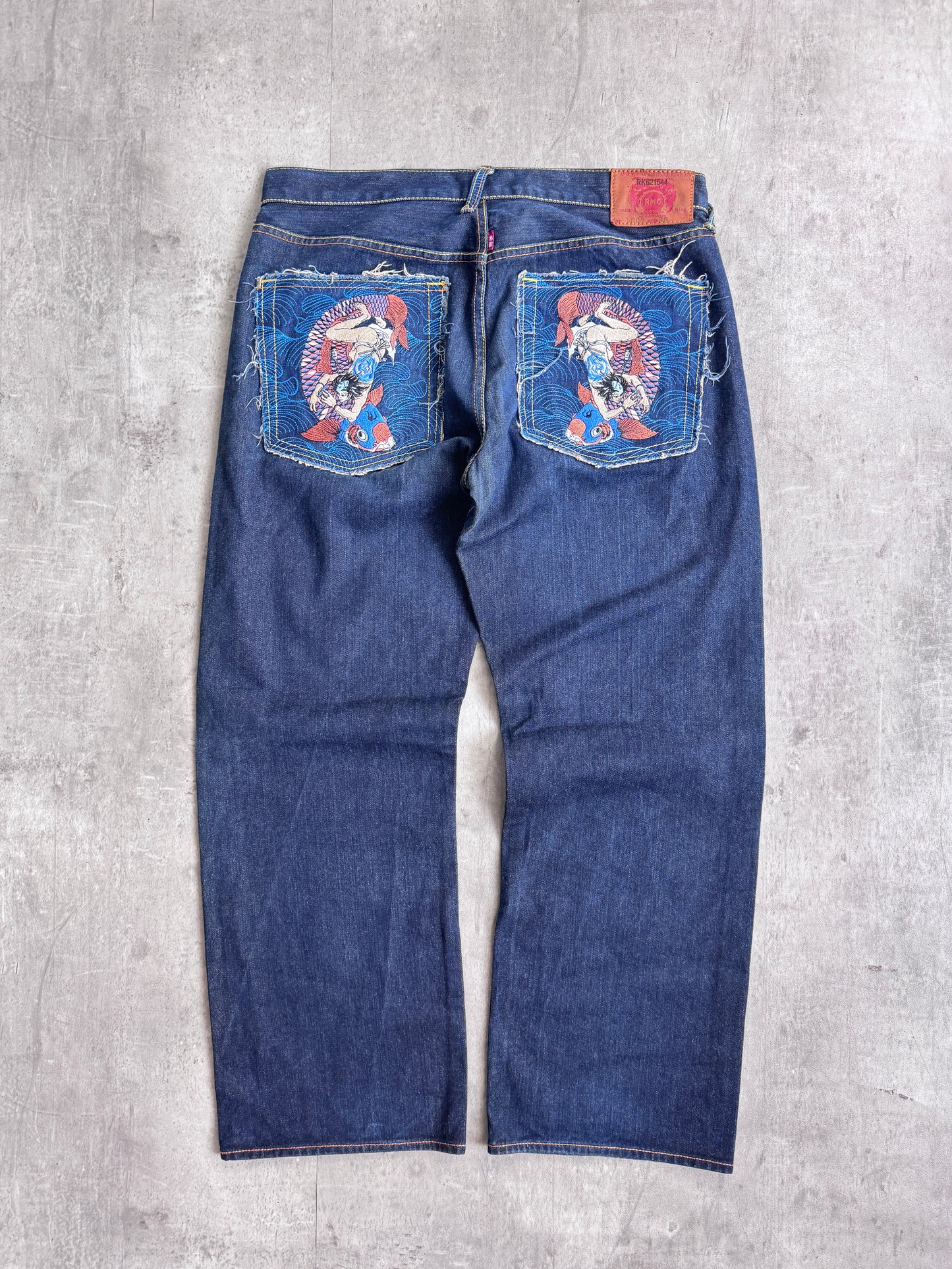 RMC Koi Embroidered Dark Wash Jeans