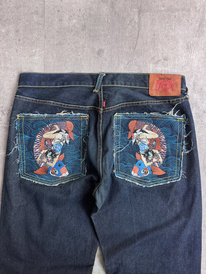 RMC Koi Embroidered Dark Wash Jeans