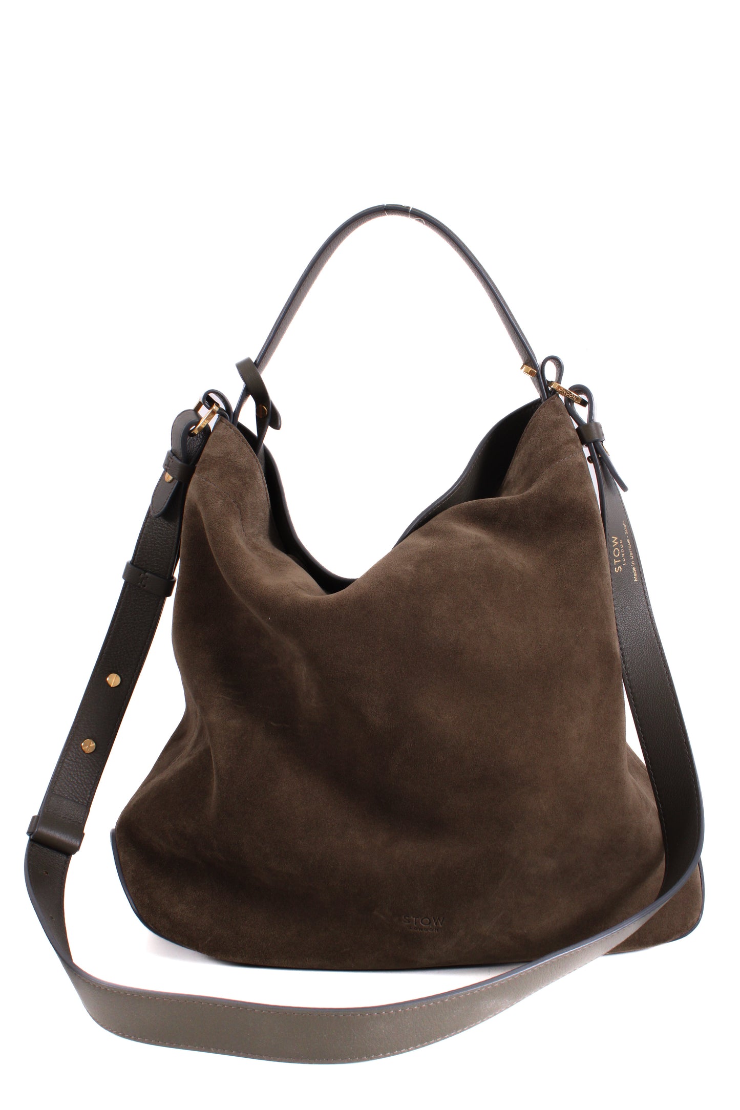 Stow London Suede Curve Bag Drak Green | O/S, Green