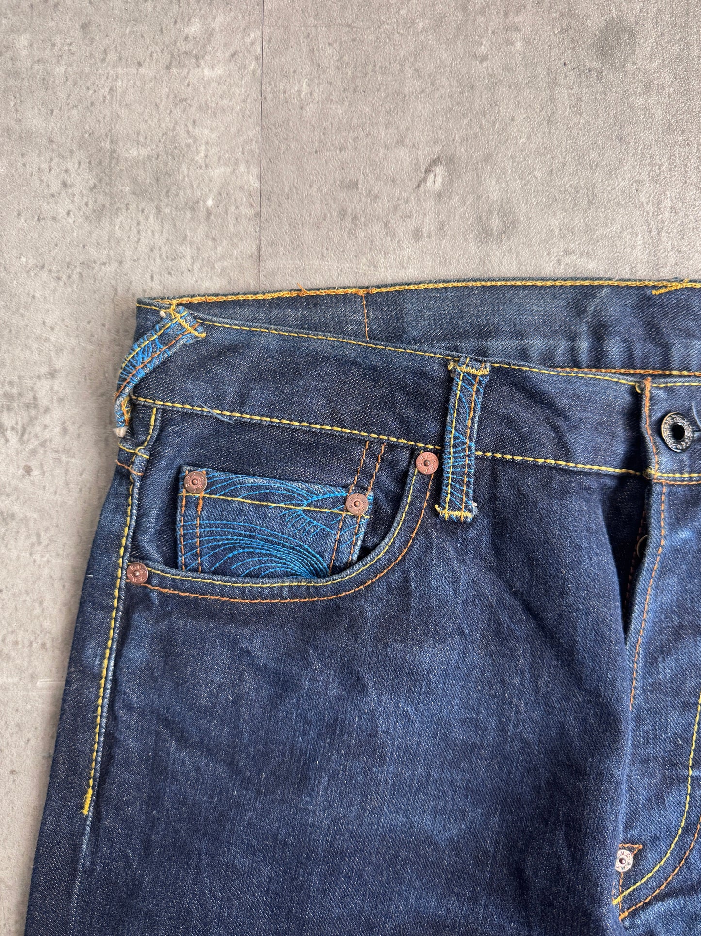 RMC Koi Embroidered Dark Wash Jeans