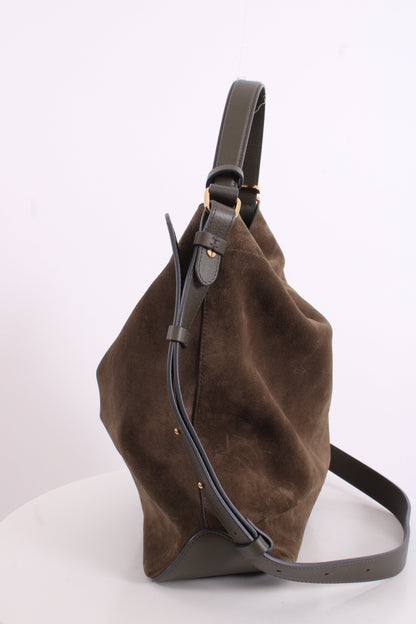 Stow London Suede Curve Bag Drak Green | O/S, Green
