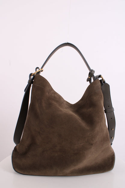 Stow London Suede Curve Bag Drak Green | O/S, Green