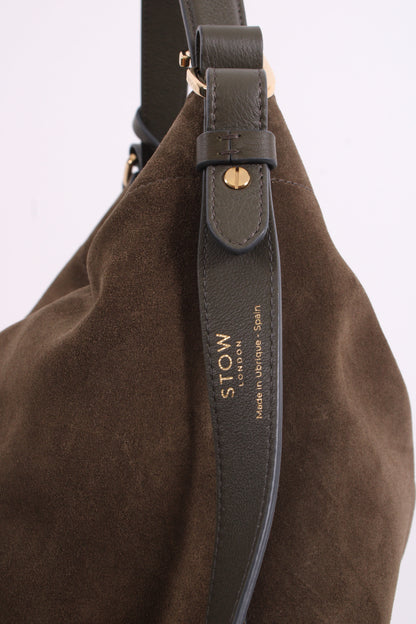 Stow London Suede Curve Bag Drak Green | O/S, Green